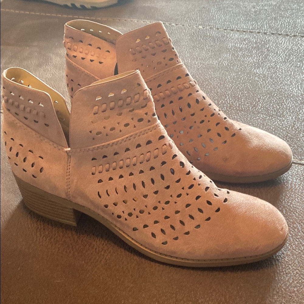 Cityclassified Pink Ankle Booties with Perforated Design